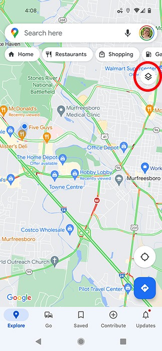 Google Maps Traffic Layers Mobile
