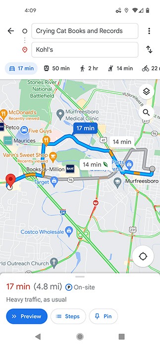 Google Maps Traffic Routes Mobile