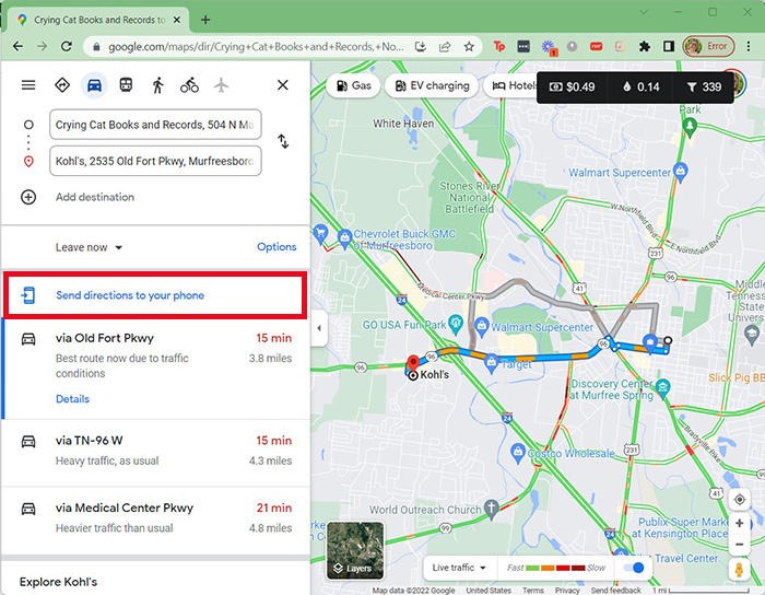 Google Maps Traffic Sending Route