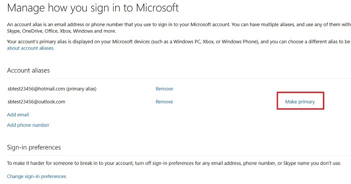How To Access Hotmail Rename Change Primary Alias