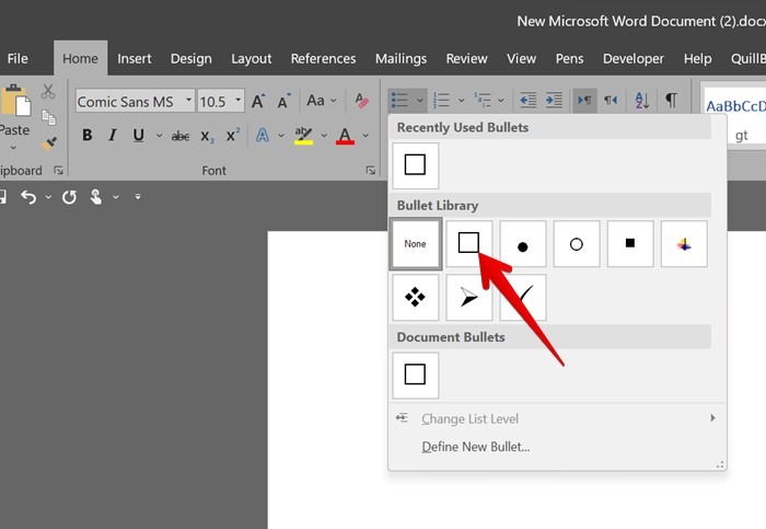 Microsoft Word Add Checkbox Bullet
