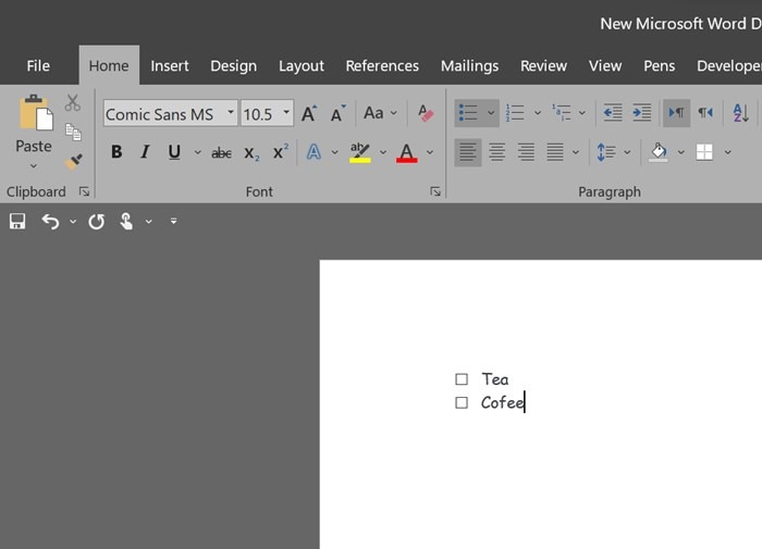 Microsoft Word Bullet Checkbox