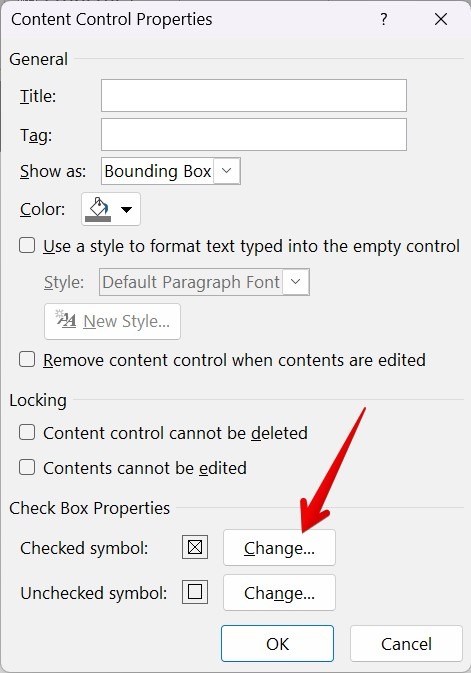 Microsoft Word Checkbox Symbol Change