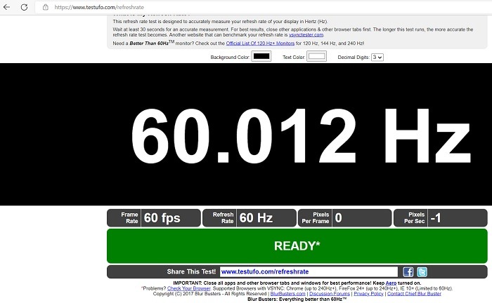 Monitor Refresh Rates Testufo