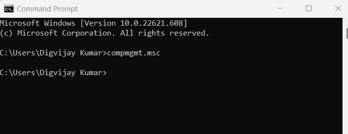 Open The Computer Management Tool Using Command Prompt