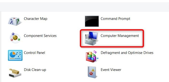 Open The Computer Management Tool Using Start Menu