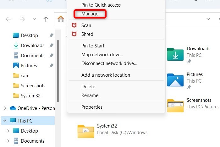 Open The Computer Management Tool Using The File Explorer