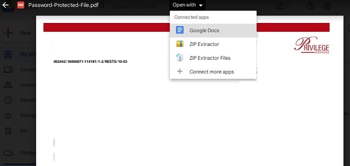 Pdf Password Remove Google Drive Opened With Google Docs