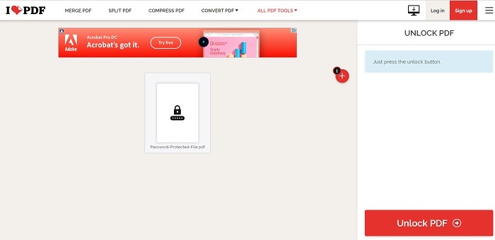 Pdf Password Remove Online Ilovepdf Unlock Button
