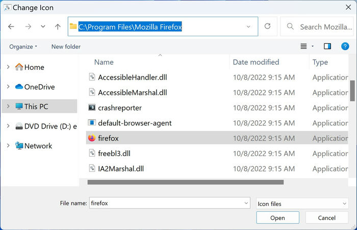 Prank Windows User 4 Change Icon Browse C Program Files Mozilla Firefox