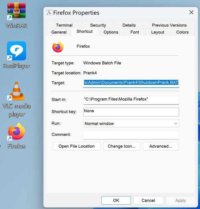 Prank Windows User 4 Firefox Properties After Change Icon Applied