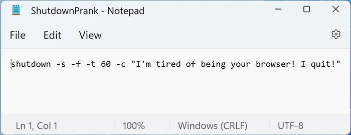 Prank Windows User 4 Notepad Pasted