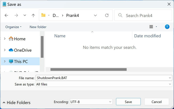 Prank Windows User 4 Notepad Save As