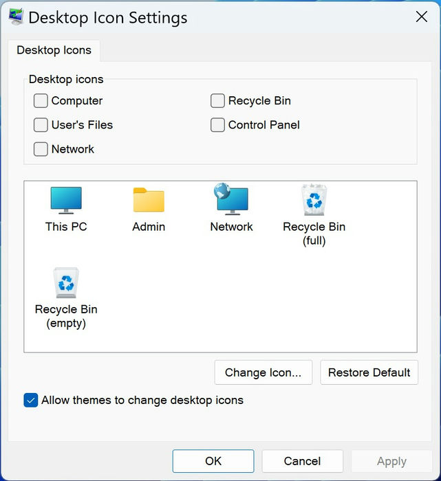 Prank Windows User Desktop Icon Settings Uncheck Recycle Bin