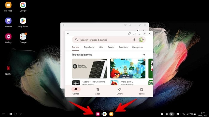 Samsung Dex Pinned Apps