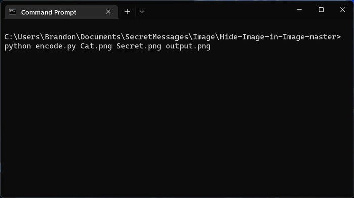 Secret Messages 3 Command Prompt Encode