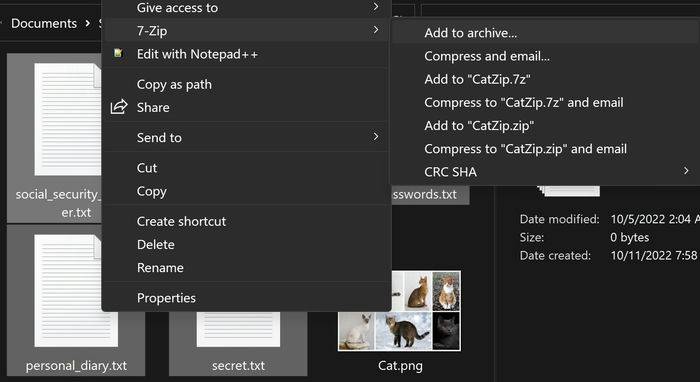 Secret Messages 4 7zip Add To Archive