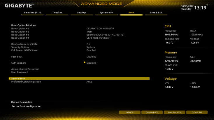 Secure Boot Screenshot