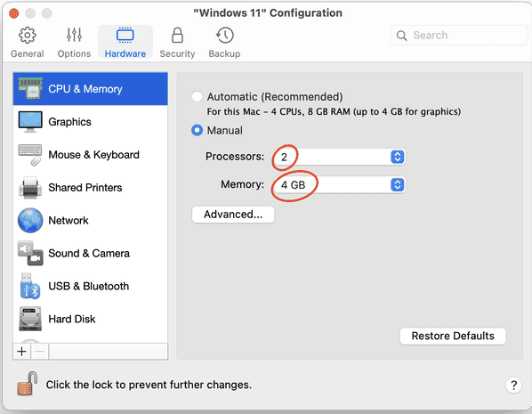 Test Antivirus Malware Parallels Hardware Cpu And Memory