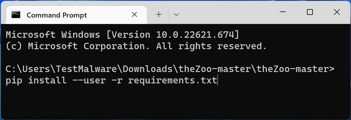 Test Antivirus Malware The Zoo Master Terminal Pip Install Requirements