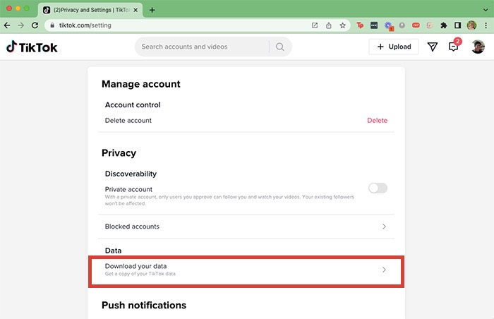 Tiktok Watch History Download Data