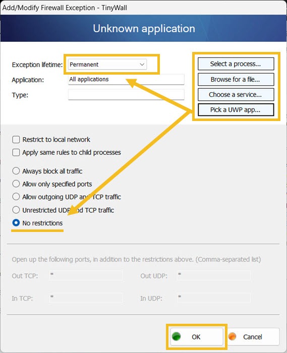 Tiny Wall Add Application Settings 1