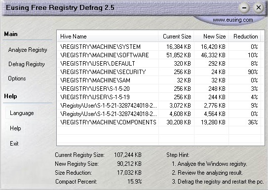 Why Defrag Registry Eusing Analyze Results