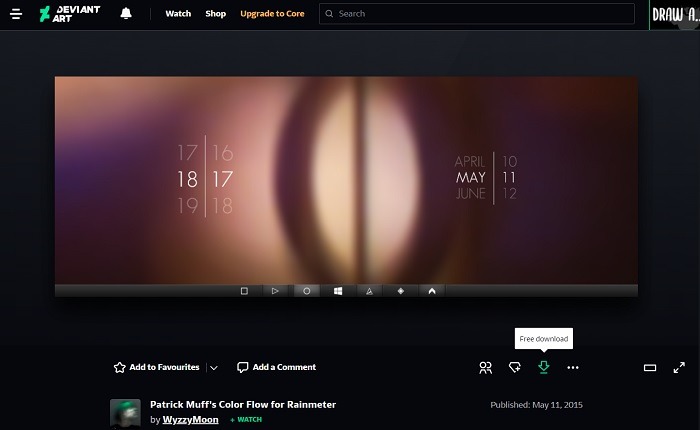 Downloading a Rainmeter skin from Deviantart website. 