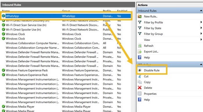 Windows Defender Disable Default Rule View