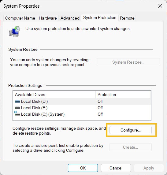 Windows Delete Restore Points