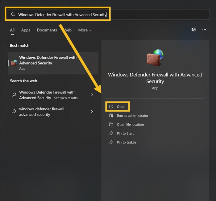 Windows Search Windows Defender Firewall 2