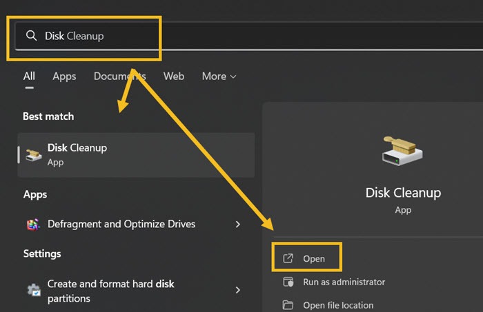 Windows Search Disk Cleanup