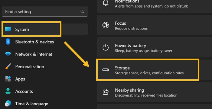 Windows Settings Storage 2