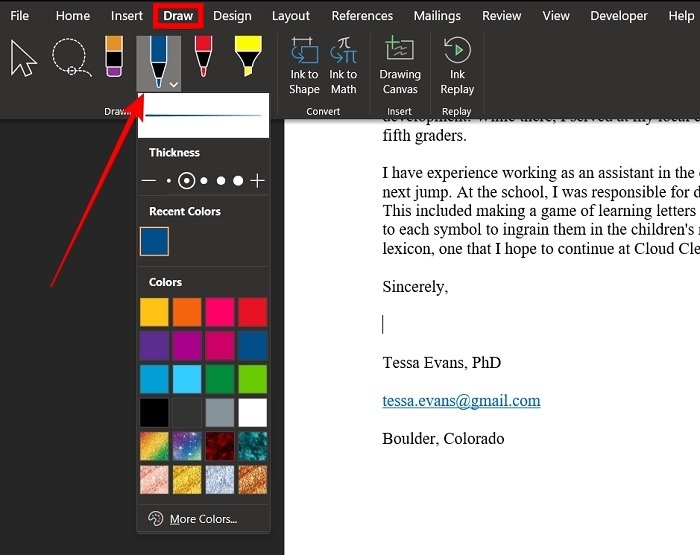 Add Signature Word Pc Draw Pen Type Select