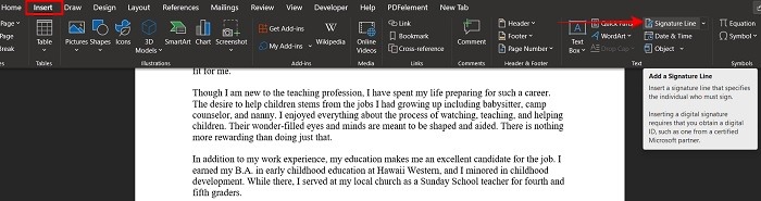 Add Signature Word Pc Insert Signature Line