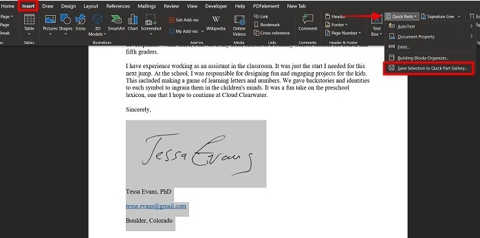 Add Signature Word Pc Quick Parts