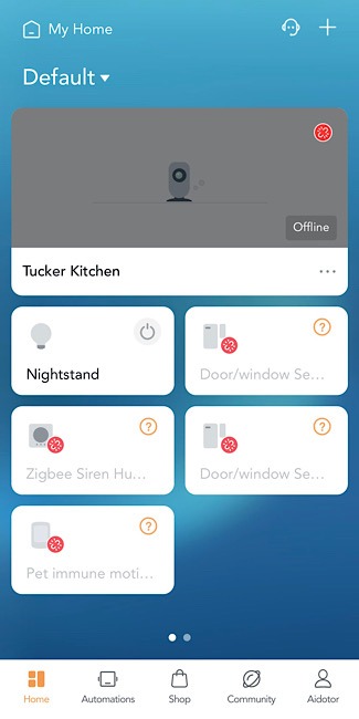 Aidot Cloud Service Homescreen