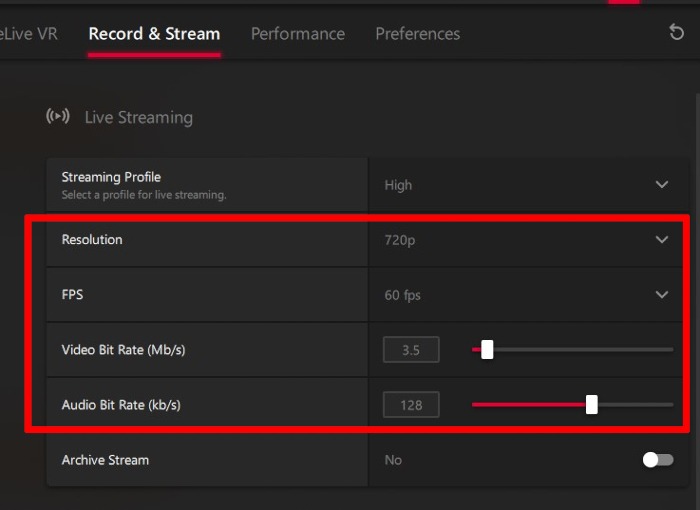 Amd Radeon Software Record And Stream Live Streaming Settings
