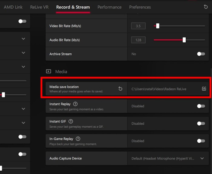 Amd Radeon Software Record And Stream Settings Media