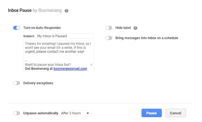 Boomerang For Gmail Inbox Pause