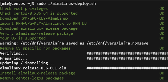 Centos Migrate Almalinux Run Deployment Script 1