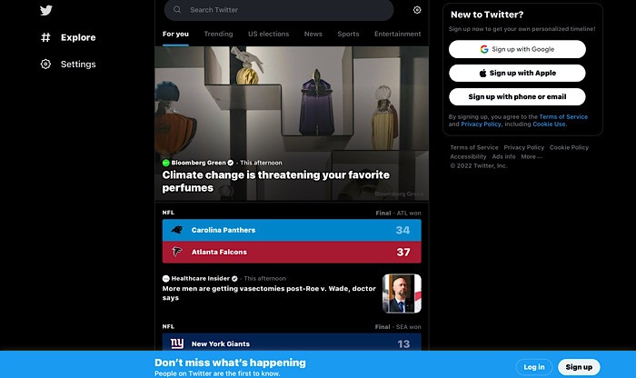 Elon Musk Twitter Homepage