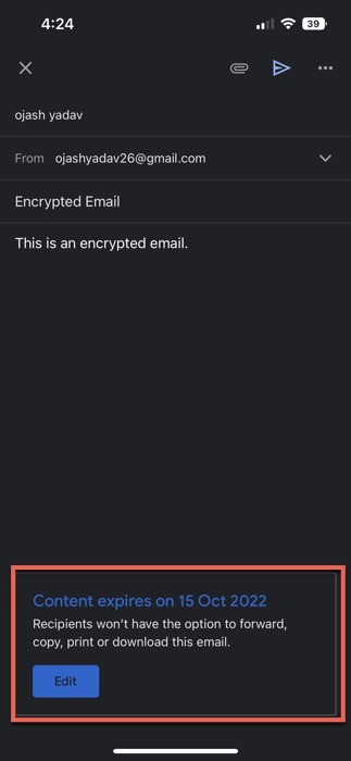 Sending encrypted email via Gmail. 