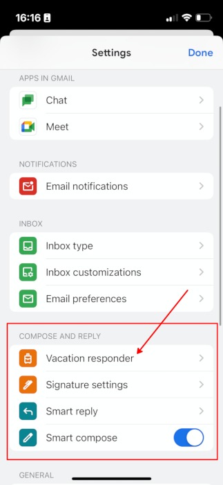 Gmail Mobile App Settings