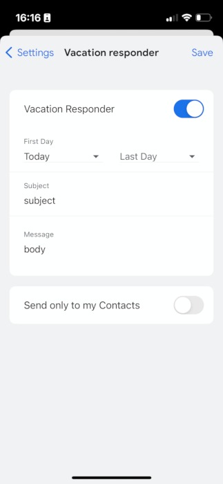 Gmail Mobile App Vacation Responder Set Up