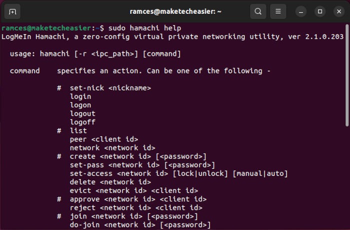 Hamachi Ubuntu Install 06 Client Help