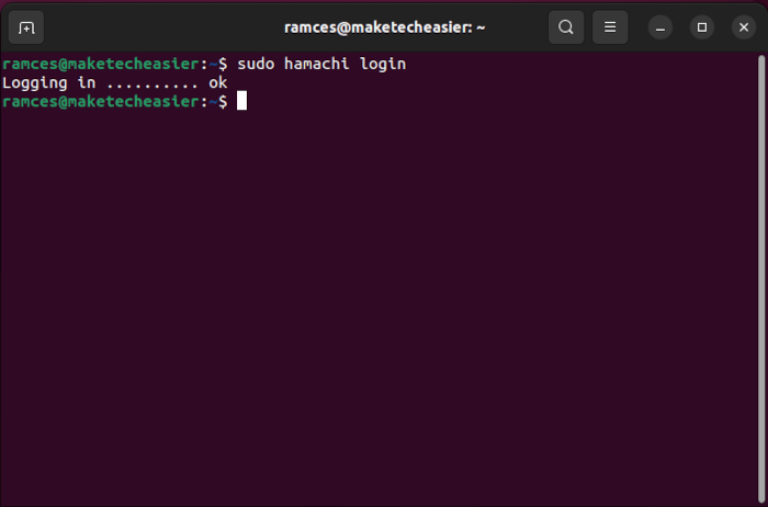 Hamachi Ubuntu Install 08 Initialize Client