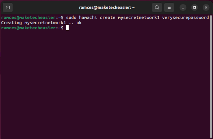 Hamachi Ubuntu Install 09 Create New Network