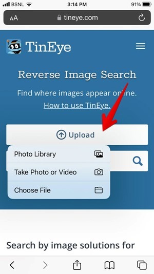 Iphone Tineye Upload