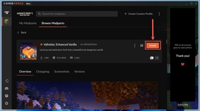 Install Mod Using Curse Forge